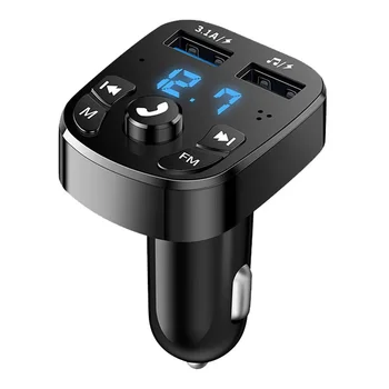 Käsi-tasuta Auto Bluetooth-5.0 Fm-Transmitter Mp3-Modulaator Muusika Mängija Audio Vastuvõtja Dual-Usb-kiirlaadija Traadita autovarustuse