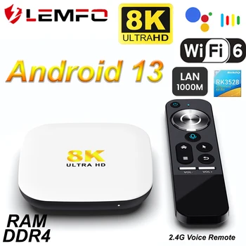 LEMFO H96Max M2, TV Box Android 13 8K 1000M LAN WiFi6 RAM DDR4 magistrikursuse 2.4 G Hääl Remote HDR10+ Android TV Box 2023
