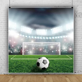 Laeacco Soccer Jalgpalli Mängu Staadionil Läikiv Tähelepanu Keskpunktis Beebi Portreefoto Taustaga Alused Tausta Foto Stuudio