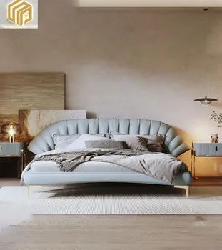 Magamistoas voodi kerge ja luksuslik itaalia stiilis minimalistlik kaasaegne 1.8 m suur voodi, nahast topelt pulmad voodi 1.5-tmall.com tmall