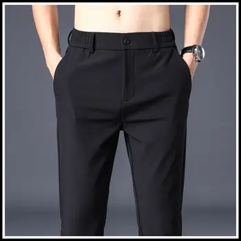 Meeste Ülikond Püksid Must Slim Fit Pikad Vabaaja Püksid Suvel Õhuke Mees Ametlik Äri Kleit Püksid korea Fashion Streetwear