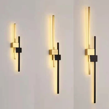 Minimalistlik LED Seina Tuled Vask Kuld Must Magamistuba Salong Lamp Trepid Vahekäiguga Sconce 3 Värvi Temperatuur Dimm Tilk Laevandus