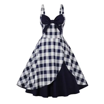 Naiste Vintage Muster Prindi Kleit Retro Rockabilly Rihm Traksid kokteiliefekti 1950 40s Hoos Kleit Suvine Varrukateta Kleit