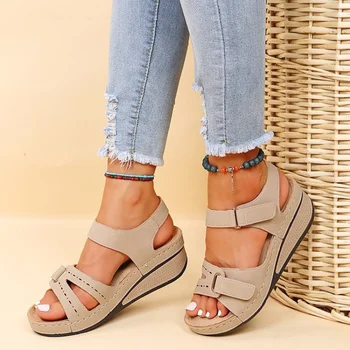 Naiste Vintage Rooma Sandaalid Suvel Jalgsi Kala Suust Pehme Ainus Mood Avatud Varvas, Platvorm Mugavad Sussid Kingad Sapato