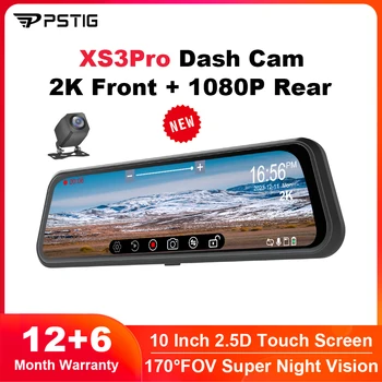 PSTIG Rearview Kriips Cam XS3Pro 10 Puutetundlik Car DVR 2K Super Night Vision Dual-Channel HDR 170FOV 24H Parkimine Järelevalve