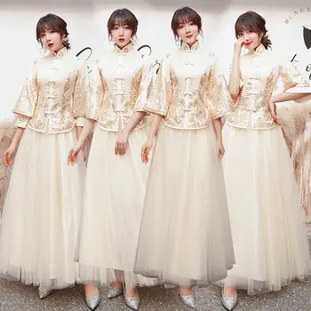 Pruutneitsi Kleidid 2024 Uusi Pikk Hiina Stiilis Muudetud Pruutneitsi Pruutneitsi Pulmakleidid Õed Dress Hiina Slim Kleit