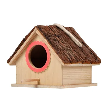 Puidust Loodusliku Birdhouse Suur Lind Maja Puidust Puidust Rippuvad Alalise Birdhouse Väljas Aed Decor õmblema ramadan teenetemärgi