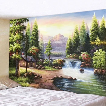 Põhjamaade muinasjutt metsa õlimaal kodu kaunistamiseks tapestry tuletorn bohemian psühhedeelne stseeni magamistoa seinale 