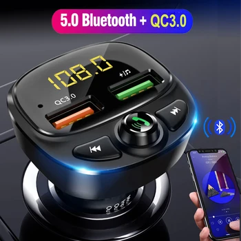 QC 3.0 Dual USB Laadija Auto Bluetooth-5.0 Fm Saatja, MP3 Mängija, autovarustus TF Kaart Auto Kiire Laadimine Adapteri-Vabad Helistamine