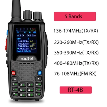 Radtel RT-4B 5 Ansamblid Amatöör kahesuunaline Raadio 200CH Sink Walkie Talkie VOX DTMF-2 Tooni 5 Tooni SOS Värviline LCD Politsei Skanner FM-raadio
