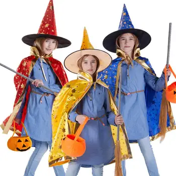 Reguleeritav Halloween Kostüüm Noorte Täiskasvanute Cape Pentagramm Trükkimine Wizard Hat Käsi Kotti, Mugav ja Hingav Kostüüm