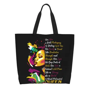 Ringlussevõtu Ameerika Aafrika Tüdruk Must Naiste Shopping Bag Naiste Lõuend Õla Kott Vastupidav Toidupoed Shopper Kotid