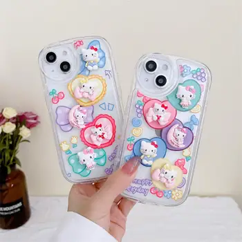 Sanrio Hello Kitty Vedela Silikooniga Case For iPhone 14 13 12 11 Pro Max Mini 7 8 Plus X-XR, XS Max Kaitseraua Põrutuskindel Pehme Kate