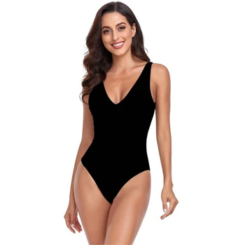 Seksikas Must V-Kaeluse Ühes Tükis Ujumistrikoo 2024 Uusi Õõnes Välja Bikiinid Backless Supelrõivad Naiste Monokini Prindi Trikoo Beachwear