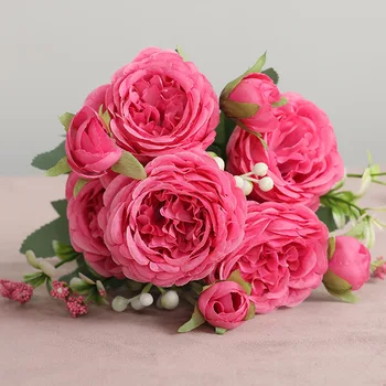 Simulatsioon Silk Võltsitud Lilled Roheline Taimede Kunstliku Väikesed Kobarad pärsia Roosid Kimp Pulmas Kodu Rõdu Aed Decor