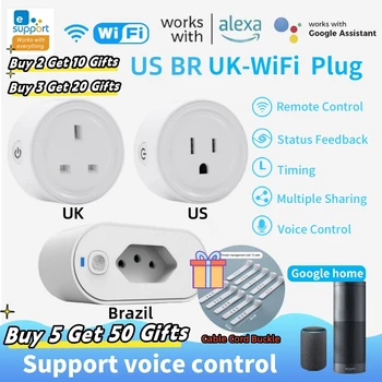 Smart WiFi Socket EWelink UK/USA/BR 3pin Pistik Adapter Kodu Alexa hääljuhtimine Energia Monitering Taimer Vooluvõrku