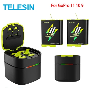 TELESIN 2 Võimalust 2.5 Kiire Laadija, Karp Koos TF Kaardi Ladustamise + 1750 mAh Kiire Laadimine Aku on GoPro Hero 12 11 10 9 GoPro12