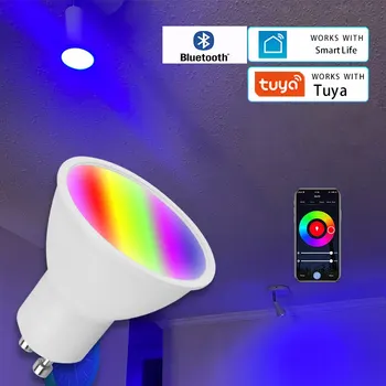 TUYA tähelepanu keskpunktis Bluetooth intelligentne dimm RGB+CCT GU10 LED pirn Smart Elu APP kontrolli toetuse 220-240V 6 STSENAARIUMI REŽIIMID
