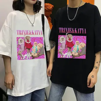 Trixie Katya Retro Graafika 90s Meeste -, Naiste Lühikese Varrukaga T-Särk Hip-Hop Streetwear Anime Tee Särk Tops