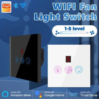 Tuya WiFi Smart Home Fan Light Touch Lüliti ELI ja USA Kiiruse reguleerimise Seina APP Google Alexa hääl ajastus laeventilaator Lambi Lüliti