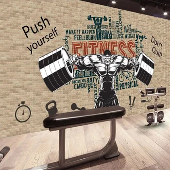 Tõstmine Lihaseline Mees Fitness 3D Seina Paber Jõusaal Tööstus-Decor Kohandatud Seinamaaling spordihalli Decor isekleepuv Tapeet