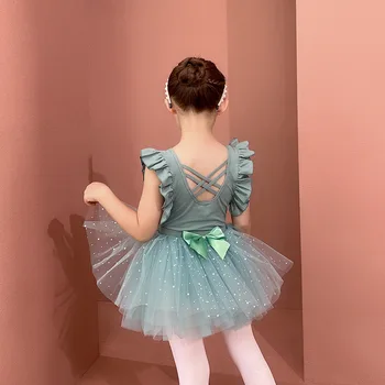 Tüdrukud, Ballett Lühikesed Varrukad Leotard Korea Princess Tutu Vibu Sõlm Pikad Varrukad Ballett Kunsti Uisutamine Kids Kleit