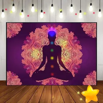 Tšakra Silmad Lotus Jooga Meditatsiooni Rippuvad Buddha Vaimne Bohemian Teenetemärgi Taust Baby Shower Banner Foto Studio Pool