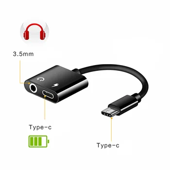 USB-Tüüp C-35mm-Audio-Adapter-Kaabel 2 In 1 Liik-C-35mm Jack Stereo Kõrvaklappide Mikrofoni Adapter Converter Adapteriga