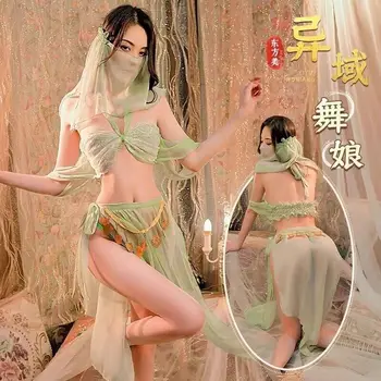 Uus vana kostüüm naistele Hanfu kiusatus sobiks pidžaama naine seksikas vana põll ühtne sifonki läbipaistev nightdress