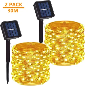 Väljas Aed Teenetemärgi 2Pack LED Solar Powered String Tuled Veekindel Vask Traat 8 Režiimid Haldjas Tuled Koju Puhkus