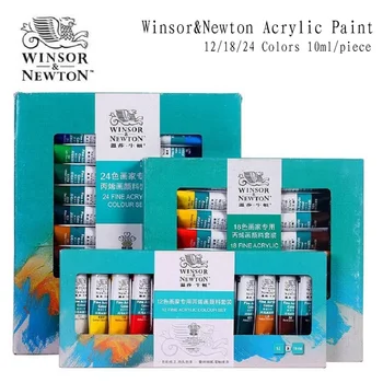 Winsor&Newton 12/18/24 Värvid fine akrüülvärvid Paint Set Joonis kunstitarbed 10ml/toru