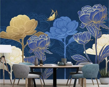 beibehang Kohandatud uus kaasaegne minimalistlik kerge luksus taime-line lapis lazuli sinine taust de papel parede tapeet